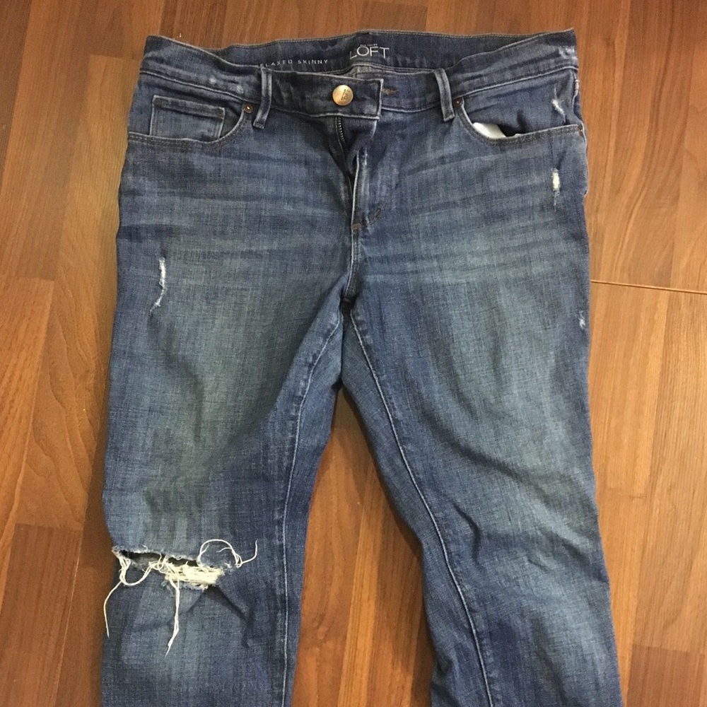 Loft Petite Distressed Relaxed Skinny Jean